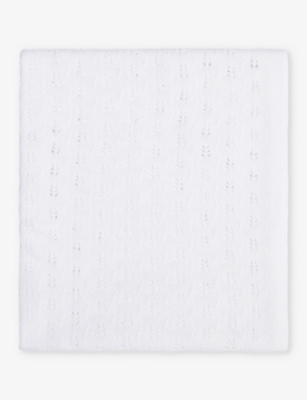 THE LITTLE TAILOR: Brand-patch pointelle-pattern cotton-knit blanket 107cm x 88cm