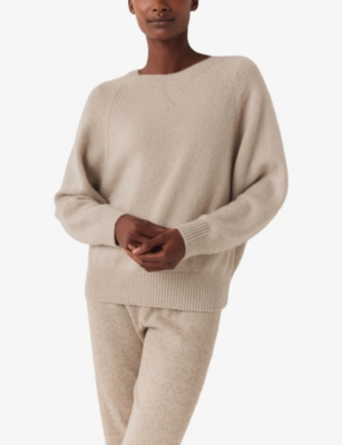 Shop The White Company Women's Midtaupemr Relaxed-fit Round-neck Alpaca And Wool-blend Jumper