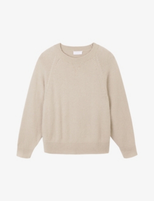 The White Company Womens Midtaupemr Relaxed-fit Round-neck Alpaca And Wool-blend Jumper