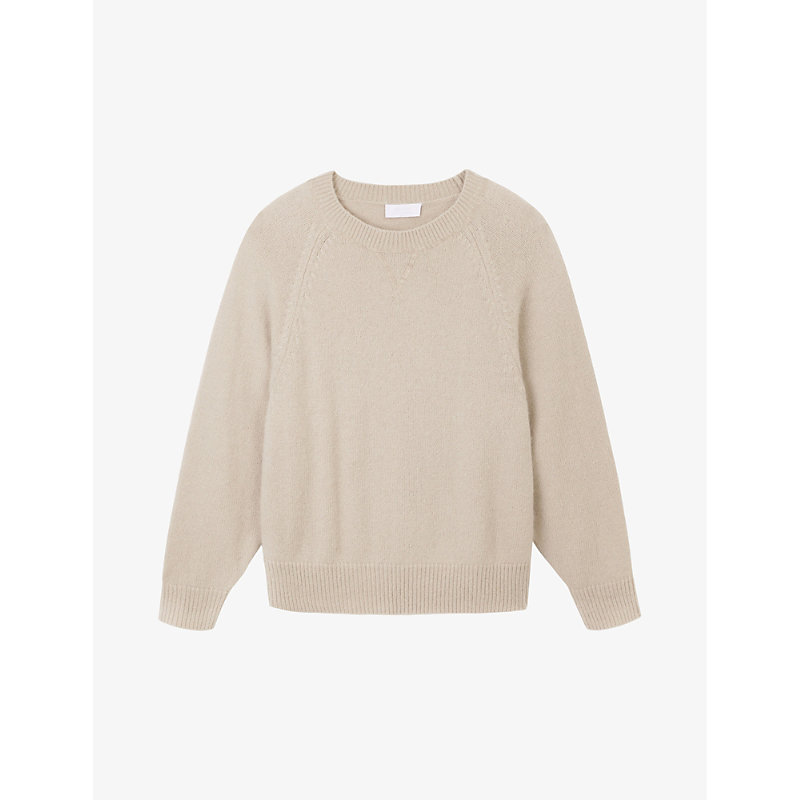 The White Company Womens Midtaupemr Relaxed-fit Round-neck Alpaca And Wool-blend Jumper