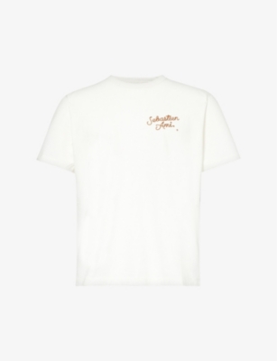 Shop True Religion Men's Off White X Sebastien Ami Brand-print Cotton-jersey T-shirt