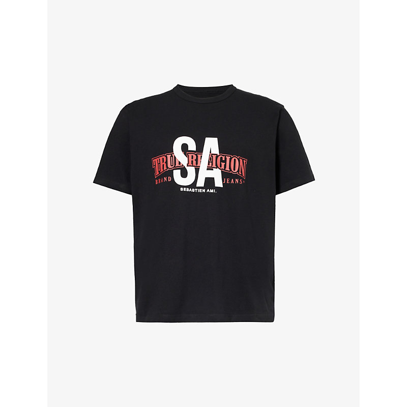 Shop True Religion Men's Black X Sebastien Ami Graphic-print Cotton-jersey T-shirt