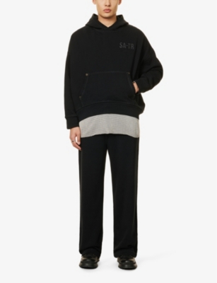Shop True Religion Men's Black X Sebastien Ami Brand-print Cotton-jersey Hoody