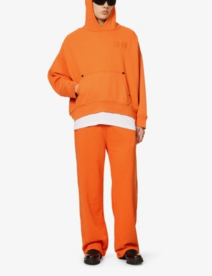 Shop True Religion X Sebastien Ami Brand-print Cotton-jersey Hoody In Orange