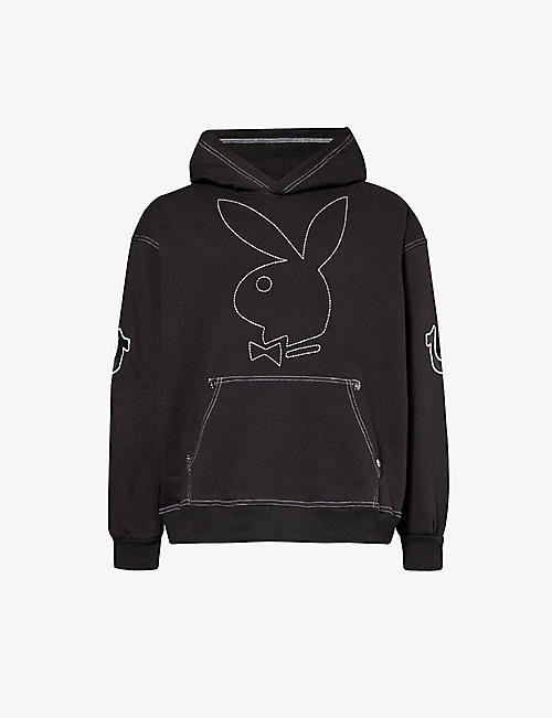 TRUE RELIGION: True Religion x Playboy branded relaxed-fit cotton-blend hoody
