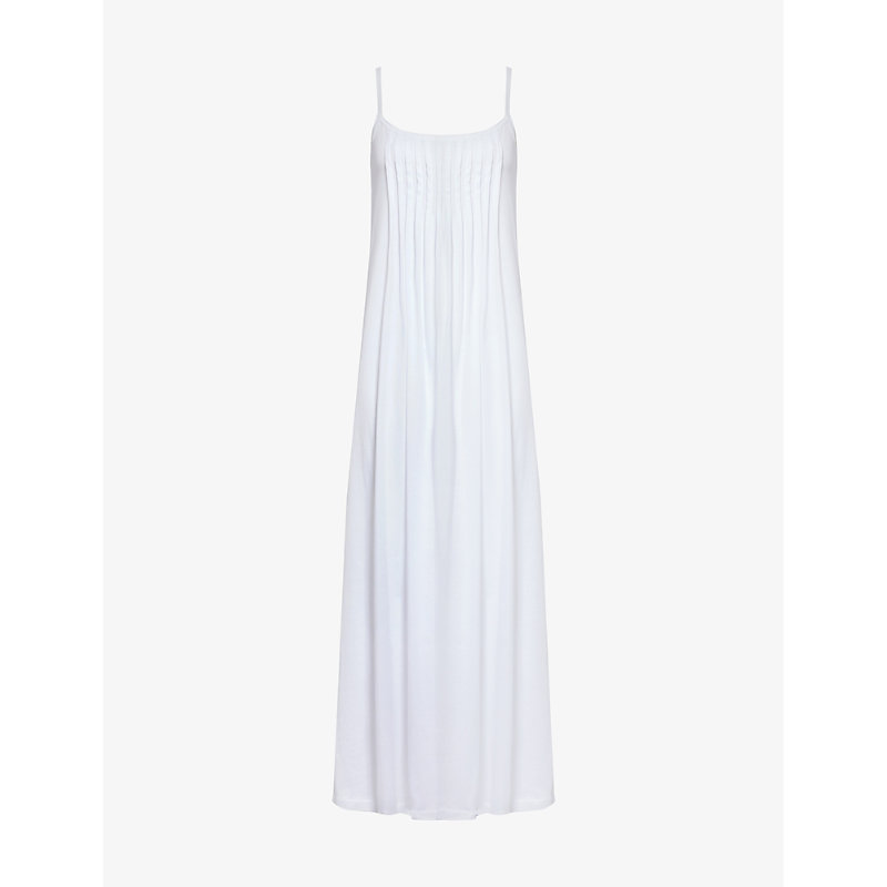 Shop Hanro Juliet Spaghetti-strap Cotton-jersey Night Dress In White