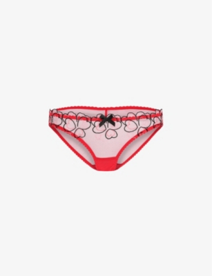 AGENT PROVOCATEUR: Maysie heart-embroidered full mesh briefs