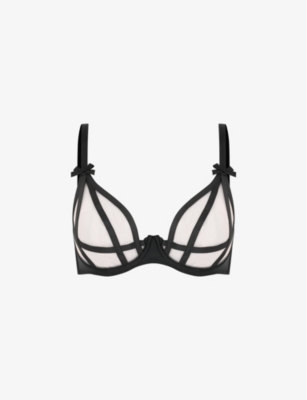 Agent Provocateur Womens Black Briella Bow-embellished Plunge Mesh Underwired Bra