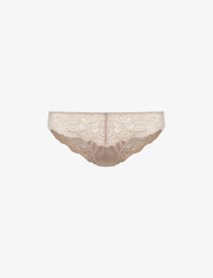 Hanro Womens Deep Taupe Josephine Mid-rise Stretch-lace Briefs