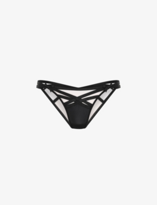 Agent Provocateur Womens Black Briella Bow-embellished Woven Briefs