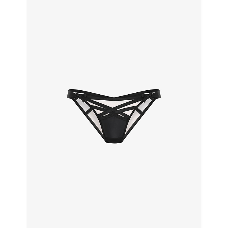 Agent Provocateur Womens Black Briella Bow-embellished Woven Briefs
