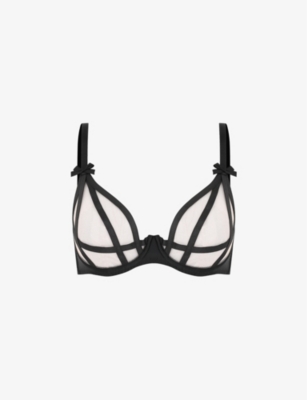 Shop Agent Provocateur Women's Black Briella Elastic-strapping Stretch-woven Bra