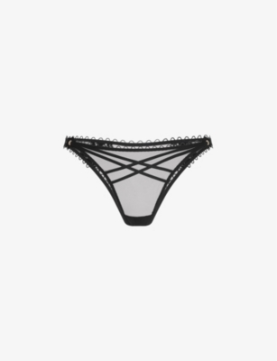 AGENT PROVOCATEUR: Doretta guipure-trim mesh briefs