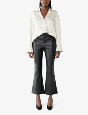 Shop Twist & Tango Women's Black Cornelia Kick-flare Mid-rise Faux-leather Trousers