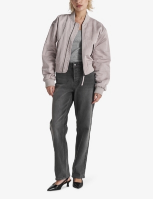 Twist & Tango Jolie Boxy-fit Satin Bomber Jacket In Lt Taupe