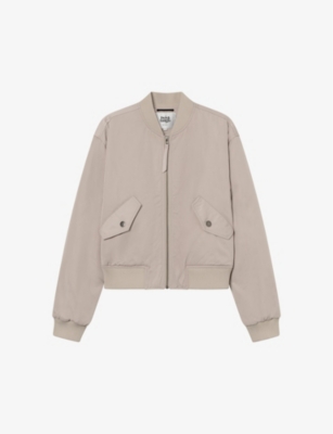 Twist & Tango Jolie Boxy-fit Satin Bomber Jacket In Lt Taupe