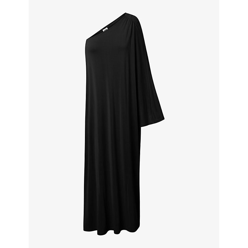 Twist & Tango Elora One-shoulder Woven Maxi Dress In Black