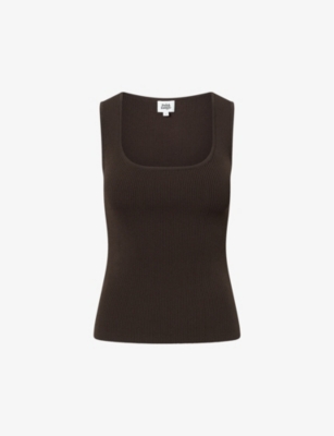 Twist & Tango Lily Square-neck Woven Top In Dk Brown