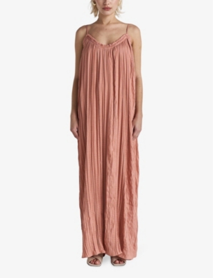 Twist & Tango Summer Textured-weave Recycled-polyester Maxi Dress In Dk Rose