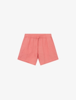 Twist & Tango Melody Drawstring-waist High-rise Linen Shorts In Tea Rose