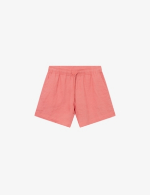 Shop Twist & Tango Melody Drawstring-waist High-rise Linen Shorts In Tea Rose