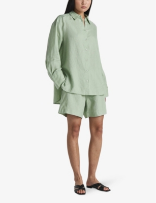 Shop Twist & Tango Women's Mint Alexandria Relaxed-fit Linen Shirt