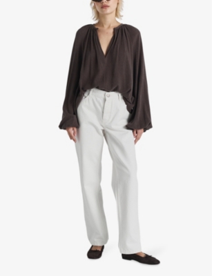 Twist & Tango Sarai Relaxed-fit Woven Blouse In Dk Brown