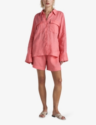 Shop Twist & Tango Cassidy Relaxed-fit Linen Shirt In Tea Rose