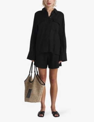 Twist & Tango Cassidy Relaxed-fit Linen Shirt In Black