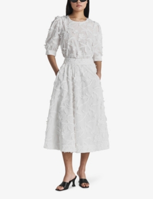 Shop Twist & Tango Meadow A-line Organic-cotton Midi Skirt In White
