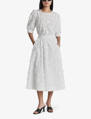 Twist & Tango Meadow A-line Organic-cotton Midi Skirt In White