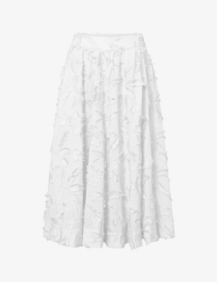 Twist & Tango Meadow A-line Organic-cotton Midi Skirt In White