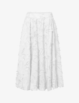 Twist & Tango Meadow A-line Organic-cotton Midi Skirt In White