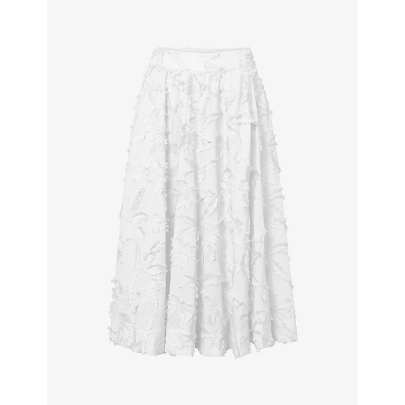 Twist & Tango Meadow A-line Organic-cotton Midi Skirt In White