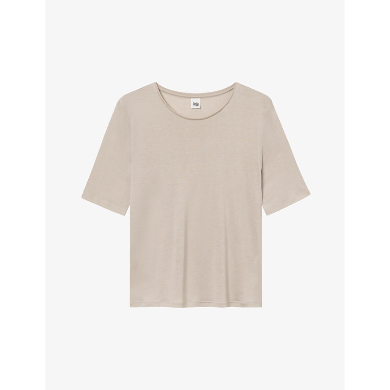 Twist & Tango Wiley Semi Relaxed-fit Woven T-shirt In Lt Taupe
