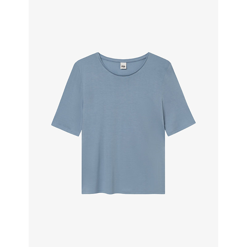 Twist & Tango Wiley Semi Relaxed-fit Woven T-shirt In Dusty Blue