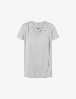 Twist & Tango Kalani Draped-neck Jersey Top In Lt Grey