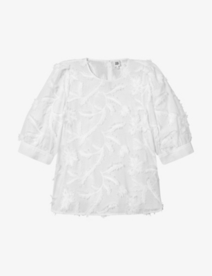 Shop Twist & Tango Marla Contrast-embroidered Organic-cotton Blouse In White