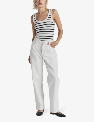 Shop Twist & Tango Women's Off White Anderline Ridgid Straight-leg High-rise Organic-cotton Jeans