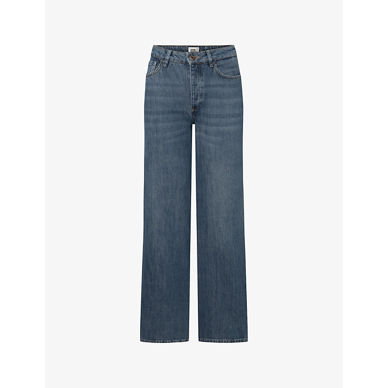 Shop Twist & Tango Women's Dk Blue Wash Tori Classic Wide-leg Mid-rise Organic-cotton Denim Jeans