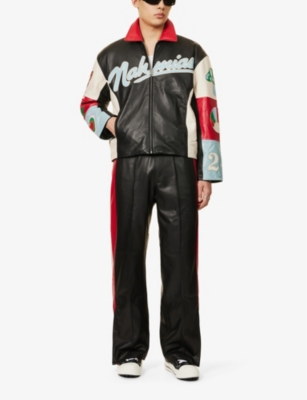 Shop Nahmias Men's Multi Moto Brand-typography Regular-fit Leather Jacket