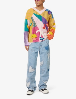 Shop Nahmias Men's Rainbow Sunshine Contrast-panel Cotton-knit Jumper