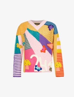 Shop Nahmias Men's Rainbow Sunshine Contrast-panel Cotton-knit Jumper