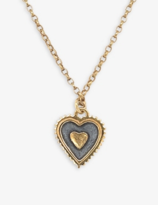 Shop La Maison Couture Ana Verdun Lulu Heart 22ct Yellow-gold Vermeil Plated Oxidised Sterling-silver Pendant Necklace In Black