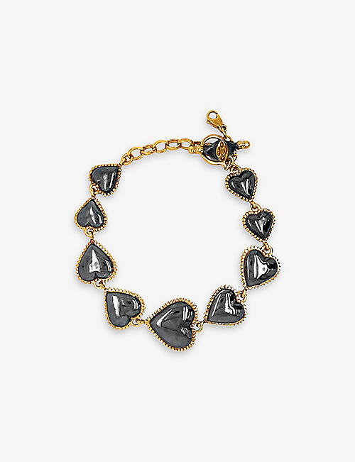 LA MAISON COUTURE: Ana Verdun Queen Of Hearts 22ct gold-plated sterling-silver bracelet