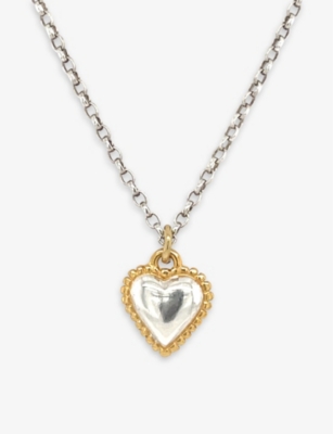 Shop La Maison Couture Ana Verdun Zoe Heart 22ct Yellow Gold-vermeil And Sterling-silver Pendant Necklace