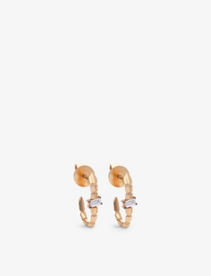 LA MAISON COUTURE: Selda Aguna Hook small 14ct rose-gold and 0.20ct baguette-cut diamond earrings