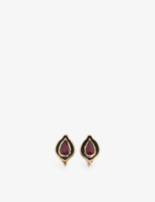 La Maison Couture Womens Selda Akgül Baby Dragon 14ct Rose-gold And 0.21ct Ruby Stud Earrings In Gold