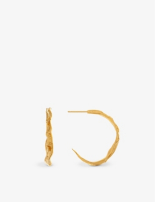 Shop La Maison Couture Deborah Blyth Wave 18ct Yellow-gold Plated Sterling-silver Hoop Earrings