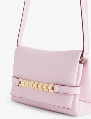 Shop Victoria Beckham Womens Orchid Chain-embellished Mini Leather Pouch Bag